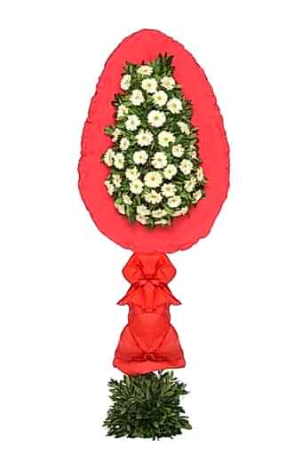 Beyaz Gerberalarla Tek Katlı Çelenk
