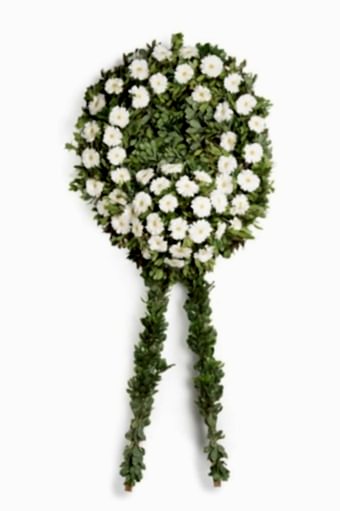 Beyaz Gerberalar Tek Katlı Çelenk